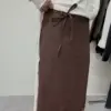 26H11下擺蕾絲綁帶裙(咖)