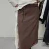 26H11下擺蕾絲綁帶裙(咖)
