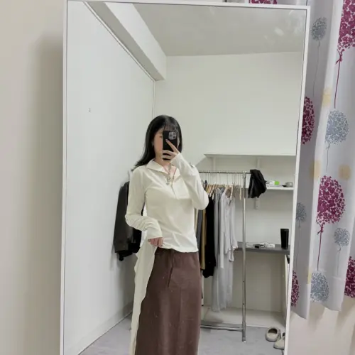 26H11下擺蕾絲綁帶裙(咖)
