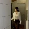 26H07個性短版襯衫(白)